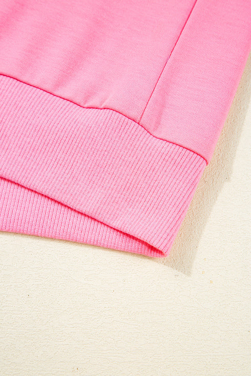 Urban Ease Contrast Trim Crewneck T Shirt And Wide Leg Pants Set